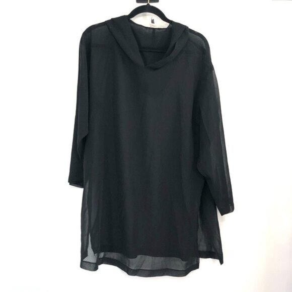 CALVIN KLEIN Swim Coverup Black Sheer Mesh Flowy Tunic Dress Cover Up S Small - Picture 1 of 6